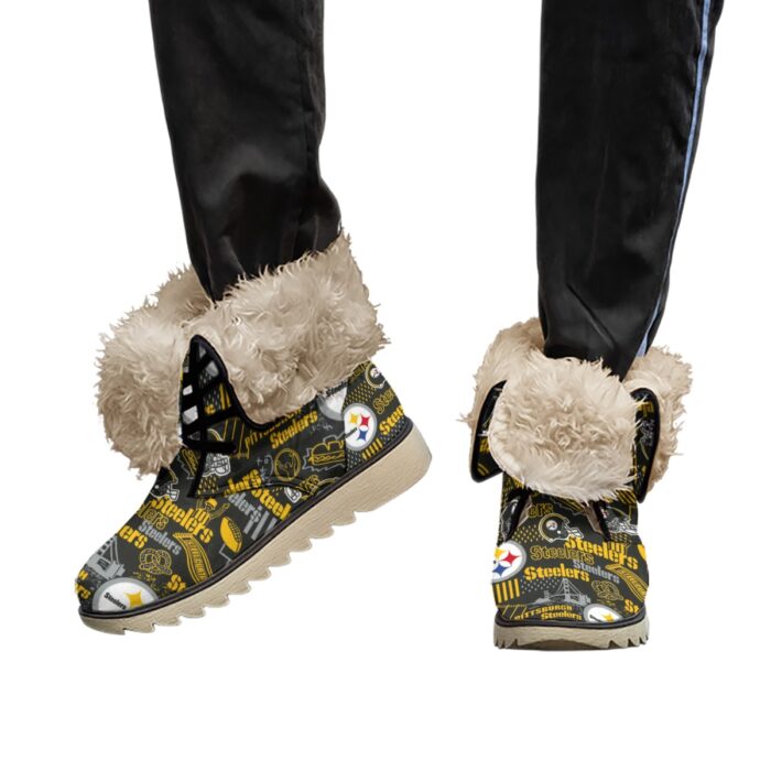 Pittsburgh Steelers Zubaz All-Over Print Women's Plush Boots - Image 2