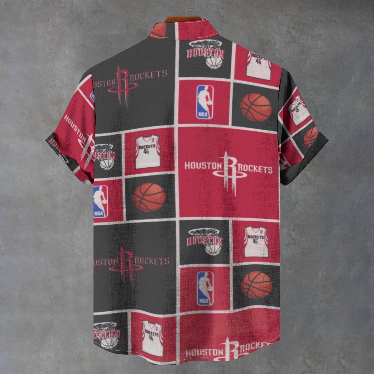 Houston Rockets Men's Stand Collar Shirt|110GSM Imitation Flax - Image 2