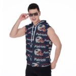 New England Patriots All-Over Print Men's Zipper-Up Sleeveless Hoodie