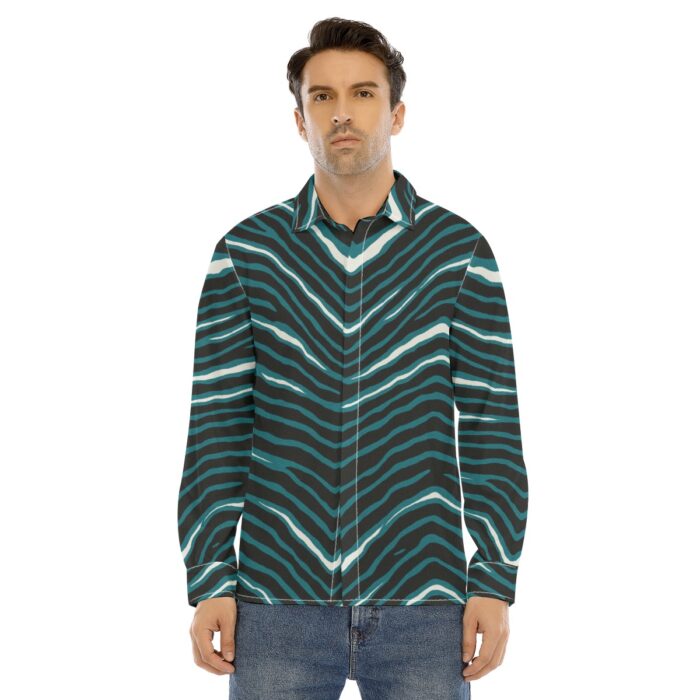 Philadelphia Eagles Zubaz All-Over Print Men's Lapel Collar Shirt With Concealed Placket - Image 1