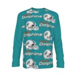 Miami Dolphins Zubaz All-Over Print Men's Raglan Long Sleeve T-shirt  | 190GSM Cotton - Image 2