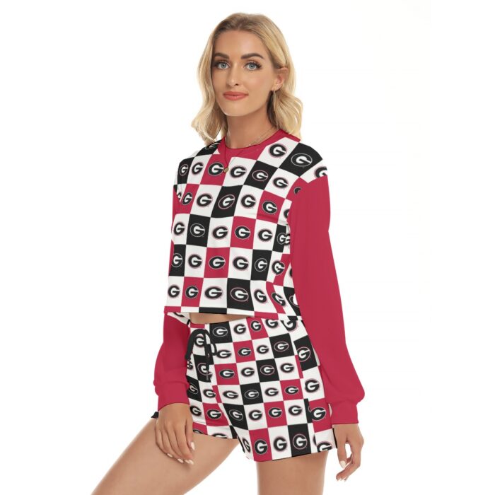 Georgia - Bulldogs Women's Short Sweatshirt And Pants Suit - Image 2