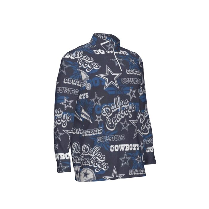Dallas Cowboys Zubaz All-Over Print Men's Sports Collar Jersey With Long Sleeve| Interlock - Image 4