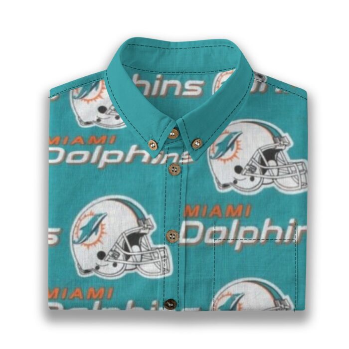 Miami Dolphins Zubaz All-Over Print Children's Shirt With Pocket | 125GSM Cotton - Image 5