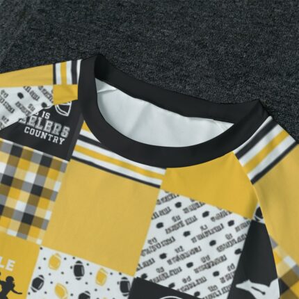 Pittsburgh Steelers All-Over Print Men's Raglan Sleeve Pajamas With Wide Ankles