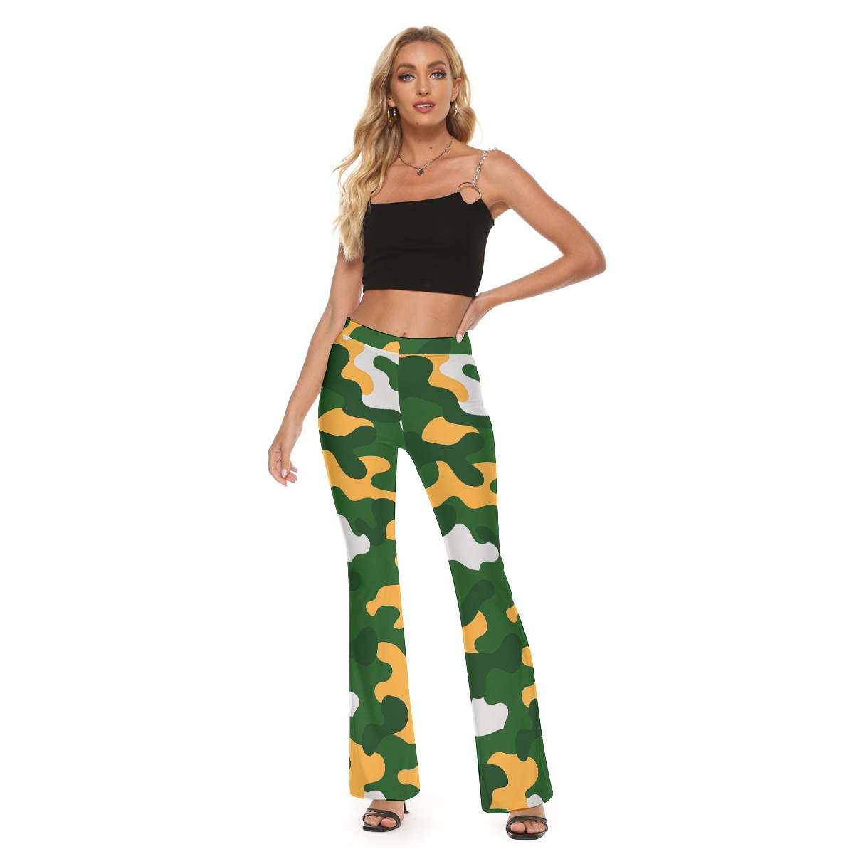 Green Bay Packers All-Over Print Women's Skinny Flare Pants - Image 4