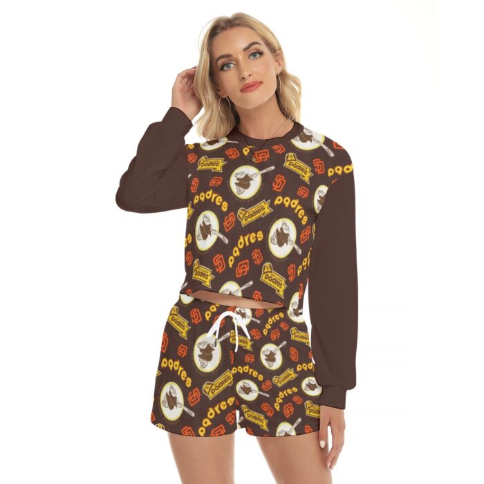 San Diego Padres Women's Short Sweatshirt And Pants Suit - Image 1
