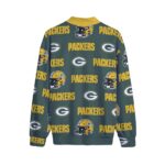 Green Bay Packers All-Over Print Men's Stand-up Collar Sweater With Zipper Closure - Image 2