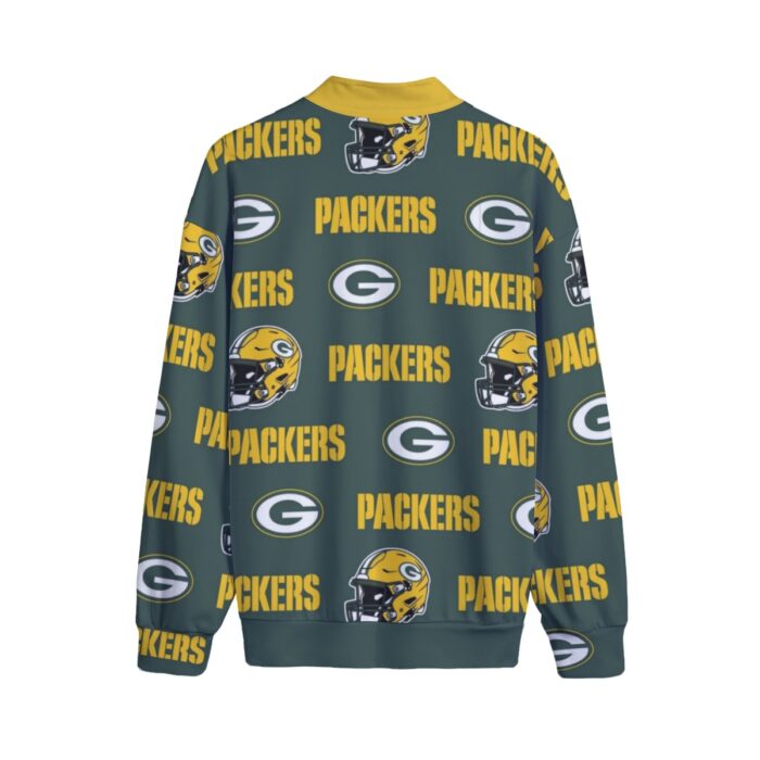 Green Bay Packers All-Over Print Men's Stand-up Collar Sweater With Zipper Closure - Image 2