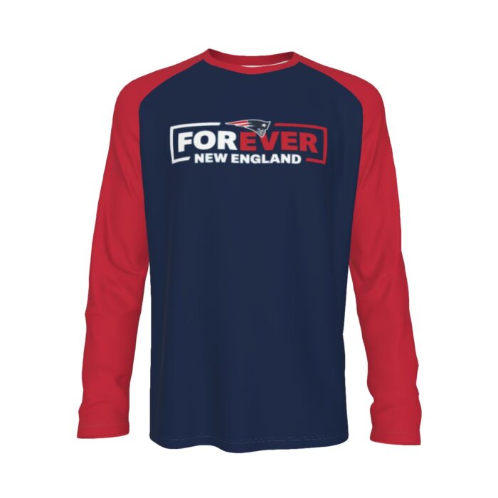 New England Patriots All-Over Print Men's Raglan Long Sleeve T-shirt  | 190GSM Cotton - Image 4