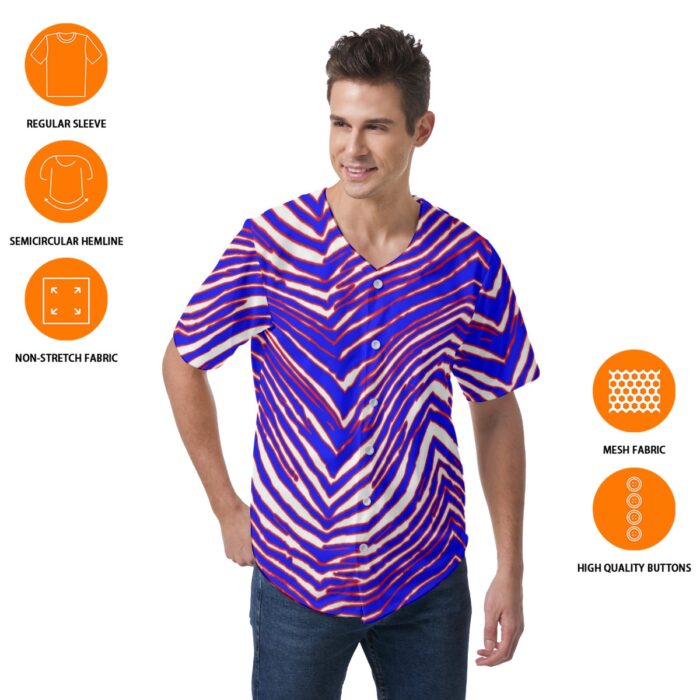 Buffalo Bills Zubaz All-Over Print Men's Short Sleeve Baseball Jersey - Image 2
