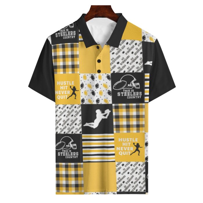 Pittsburgh Steelers Zubaz All-Over Print Men's Polo Shirt | 180GSM - Image 2