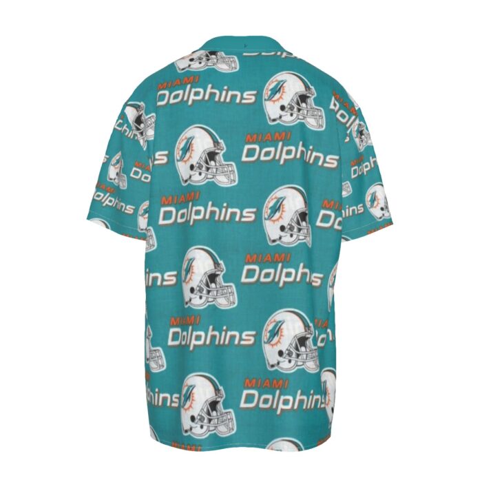 Miami Dolphins Zubaz All-Over Print Men's Imitation Silk Short-Sleeved Shirt - Image 3