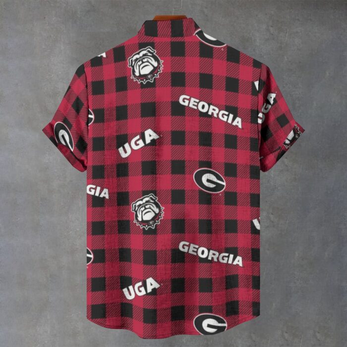 Georgia - Bulldogs Men's Stand Collar Shirt|110GSM Imitation Flax - Image 2