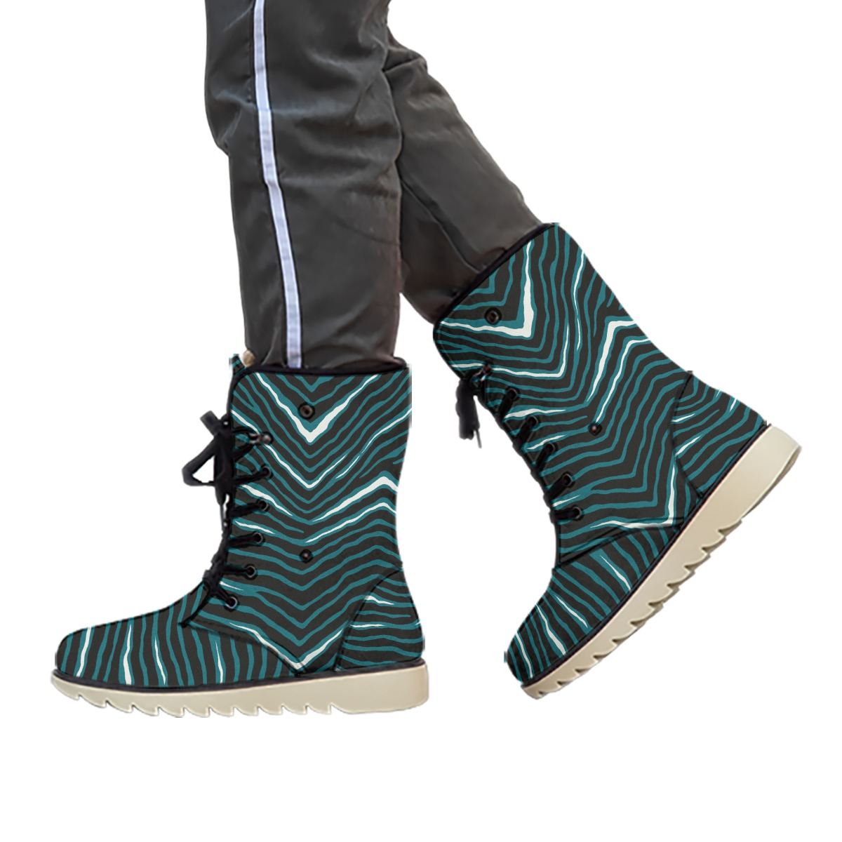 Philadelphia Eagles Zubaz All-Over Print Women's Plush Boots - Image 4