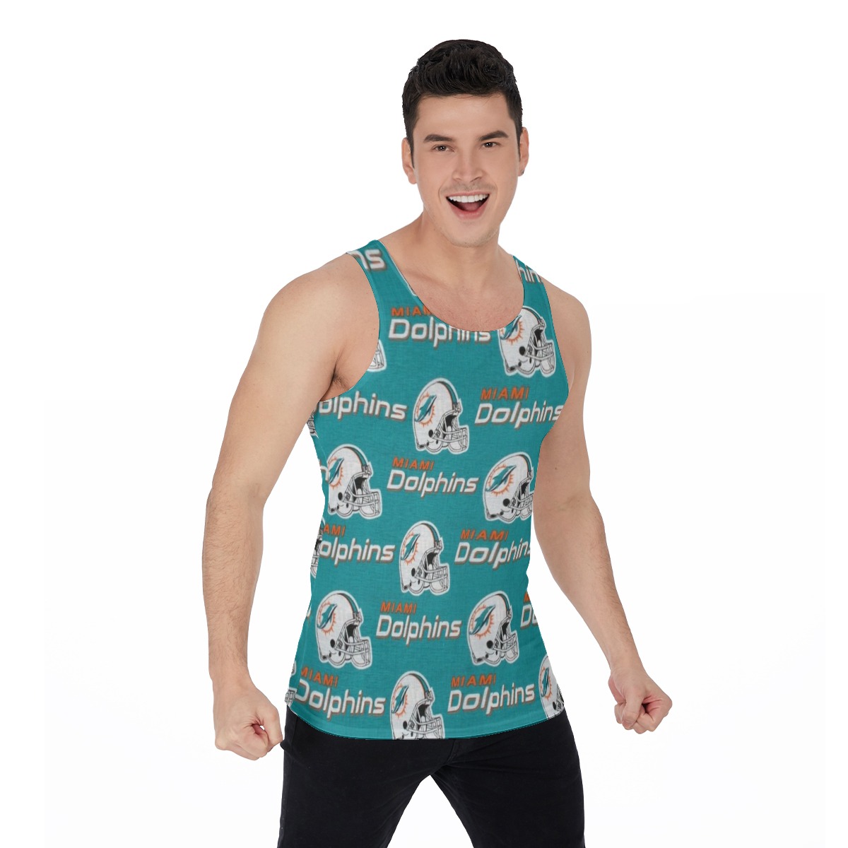 Miami Dolphins Zubaz All-Over Print Men's Tank Top - Image 2