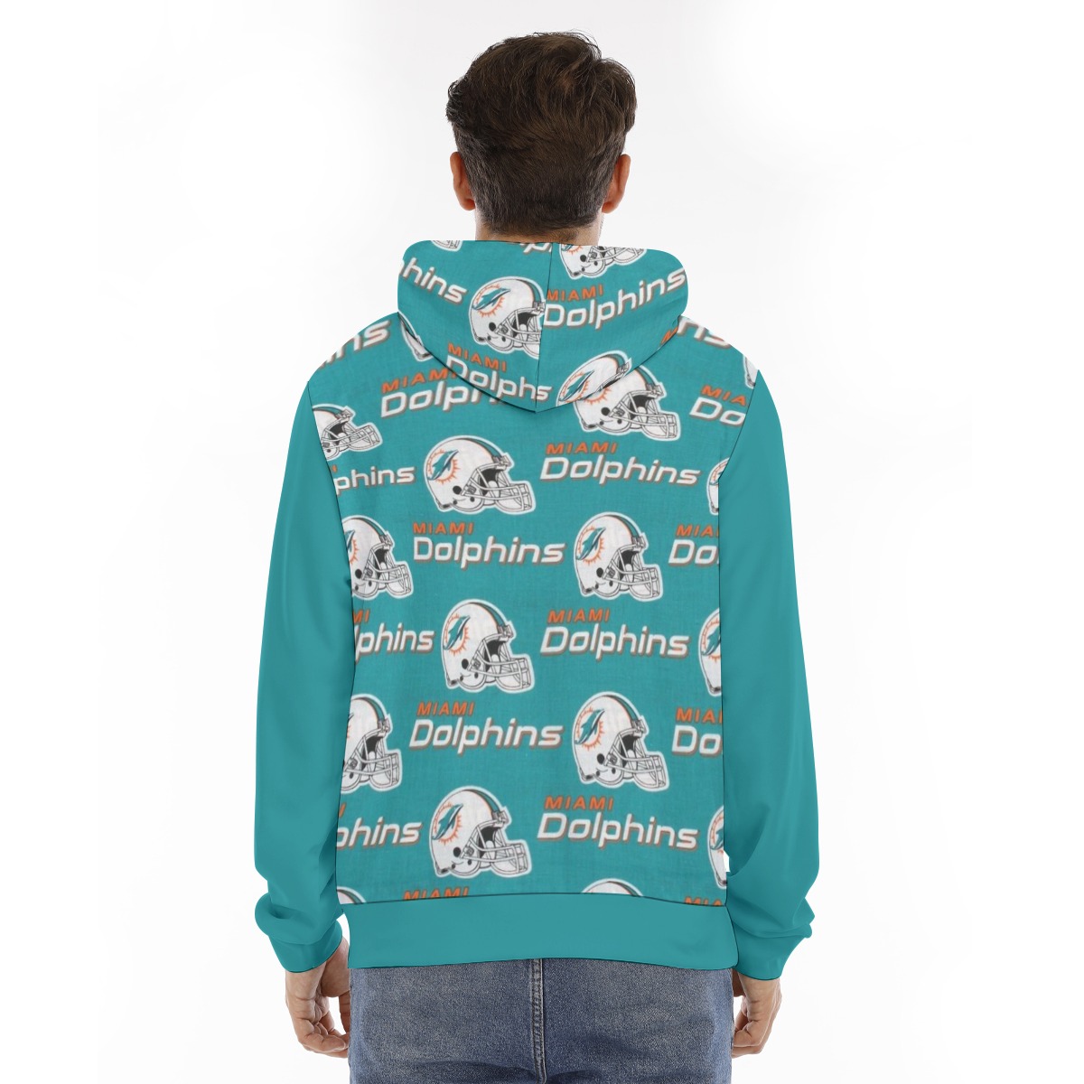 Miami Dolphins Zubaz All-Over Print Men's Hoodie With Placket Double Zipper - Image 3