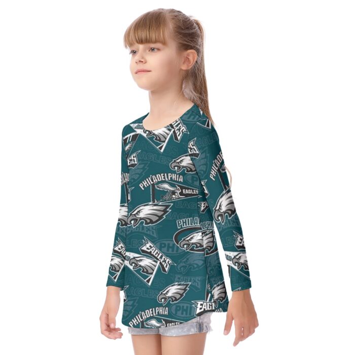 Philadelphia Eagles Zubaz All-Over Print Kid's Long Sleeve O-neck T-shirt - Image 3