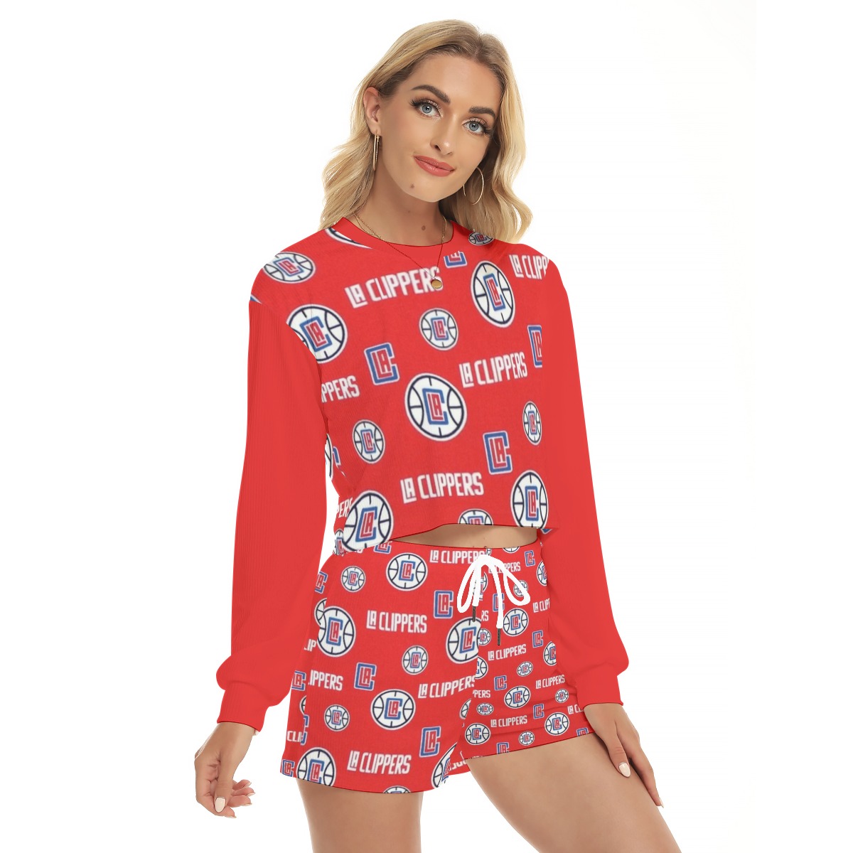 Los Angeles Clippers Women's Short Sweatshirt And Pants Suit - Image 3