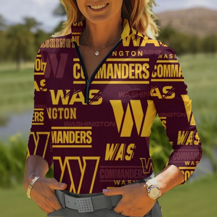 Washington Commanders Women's Quarter Zip Sport Shirt With  Long Sleeve - Image 1