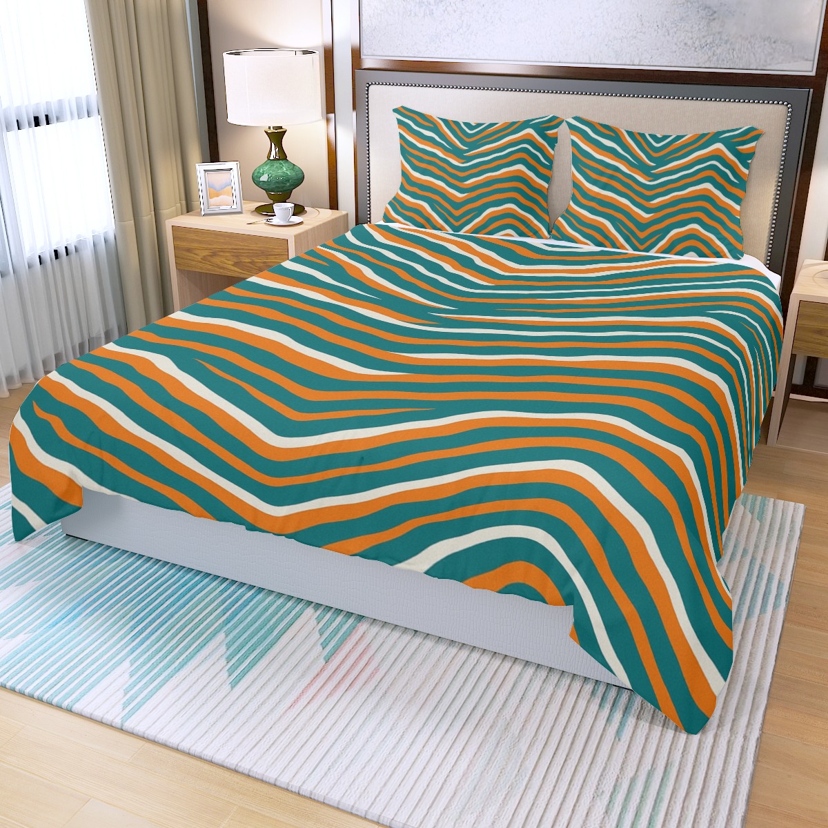 Miami Dolphins Zubaz Three Piece Duvet Bedding Set - Image 5