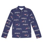 New England Patriots Zubaz All-Over Print Men's Lapel T-shirt With Neckline Zipper Closure - Image 4