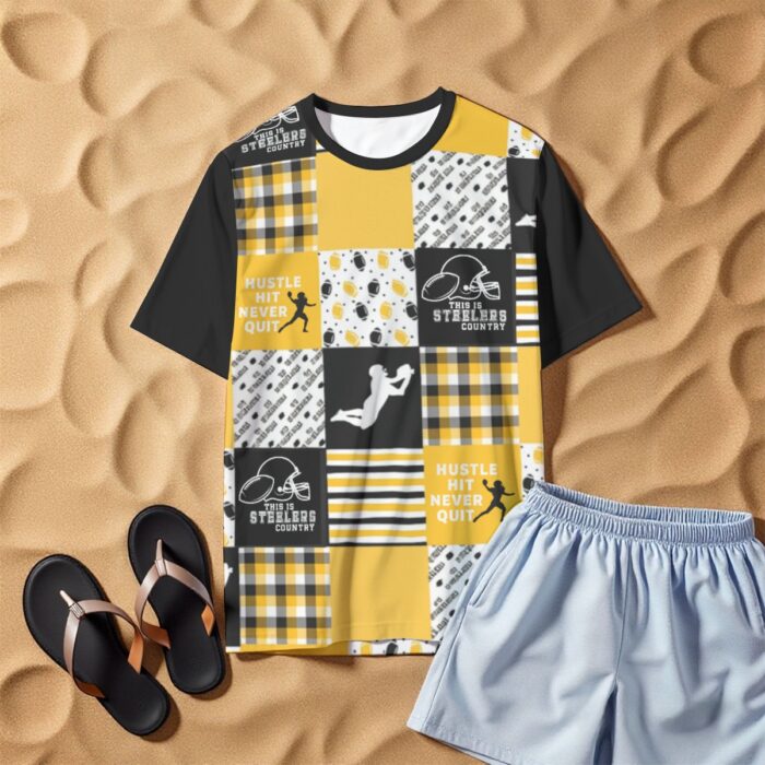 Pittsburgh Steelers All-Over Print Men's O-Neck T-Shirt | 190GSM Cotton - Image 2