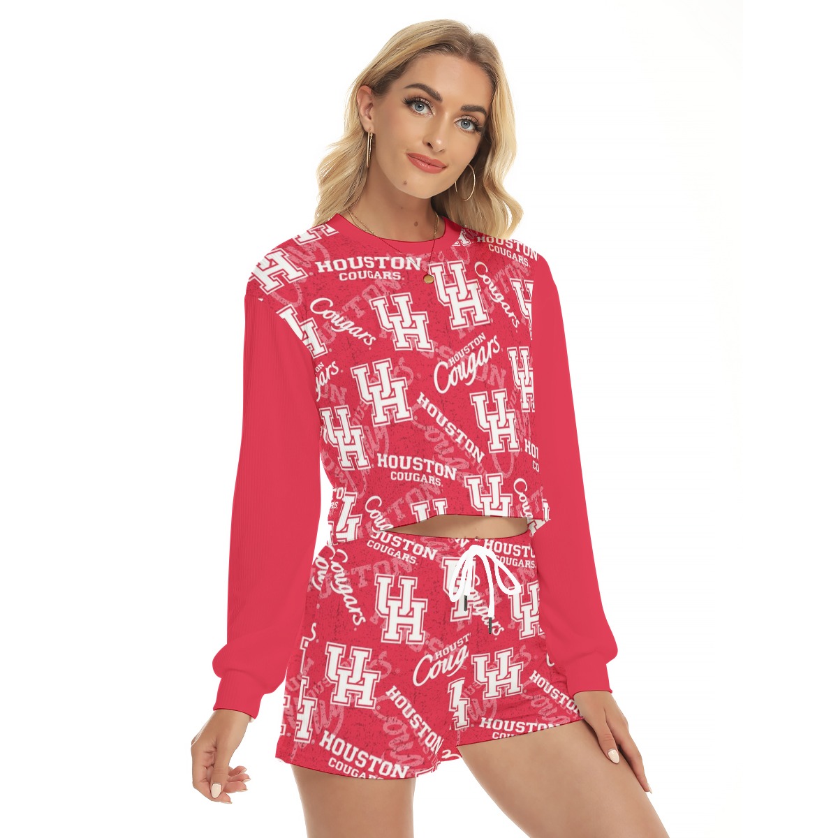 Houston - Cougars Women's Short Sweatshirt And Pants Suit - Image 3