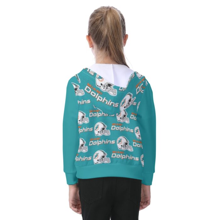 Miami Dolphins Zubaz All-Over Print Kid's Zip-up Hoodie With Patch Pocket - Image 3