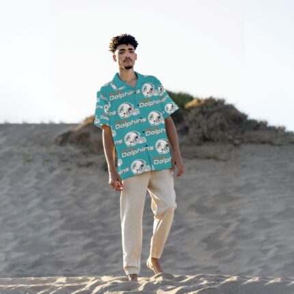 Miami Dolphins Zubaz All-Over Print Men's Hawaiian Shirt With Button Closure