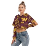 Washington Commanders Redskins Women's Heavy Fleece Hoodie With Hollow Out Sleeve - Image 3