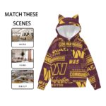 Washington Commanders Redskins Women’s Hoodie With Decorative Ears - Image 3