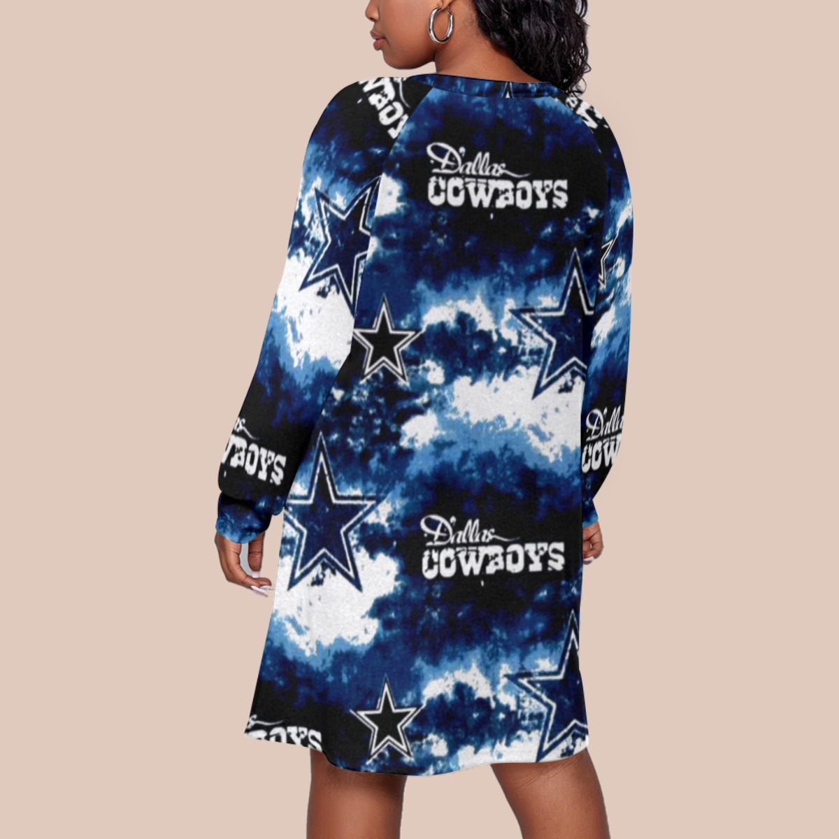 Dallas Cowboys Zubaz All-Over Print Women's Dress With Raglan Sleeve(Plus Size) - Image 4