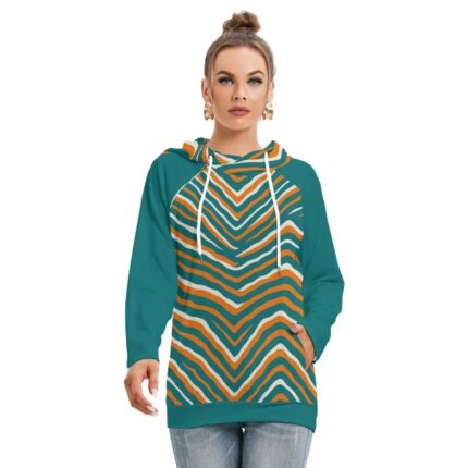 Miami Dolphins Zubaz All-Over Print Women's Hoodie With Double Hood