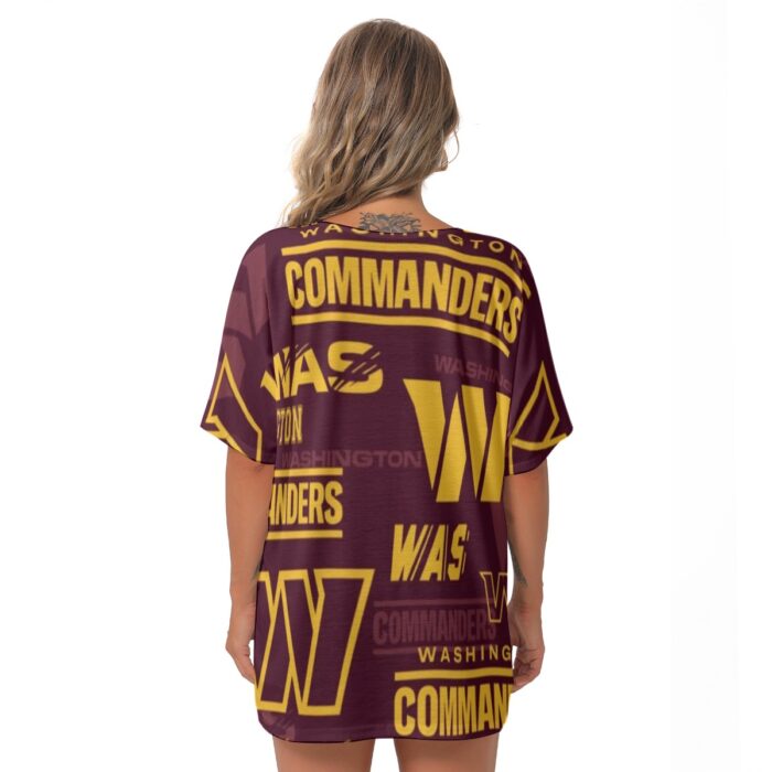 Washington Commanders Women's Bat Sleeves V-Neck Blouse - Image 4