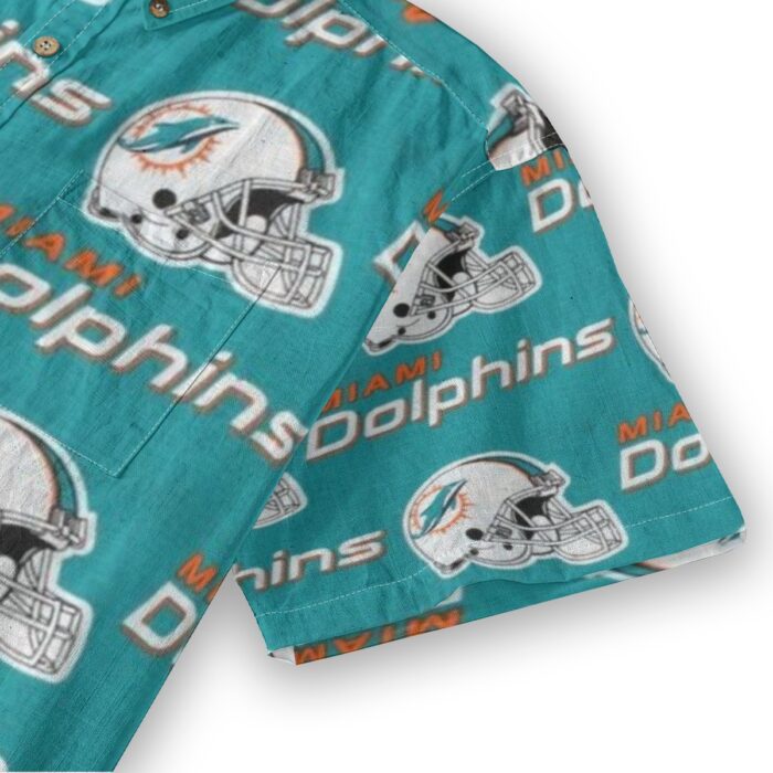 Miami Dolphins Zubaz All-Over Print Men's Breathable Cotton Shirt|125GSM - Image 2