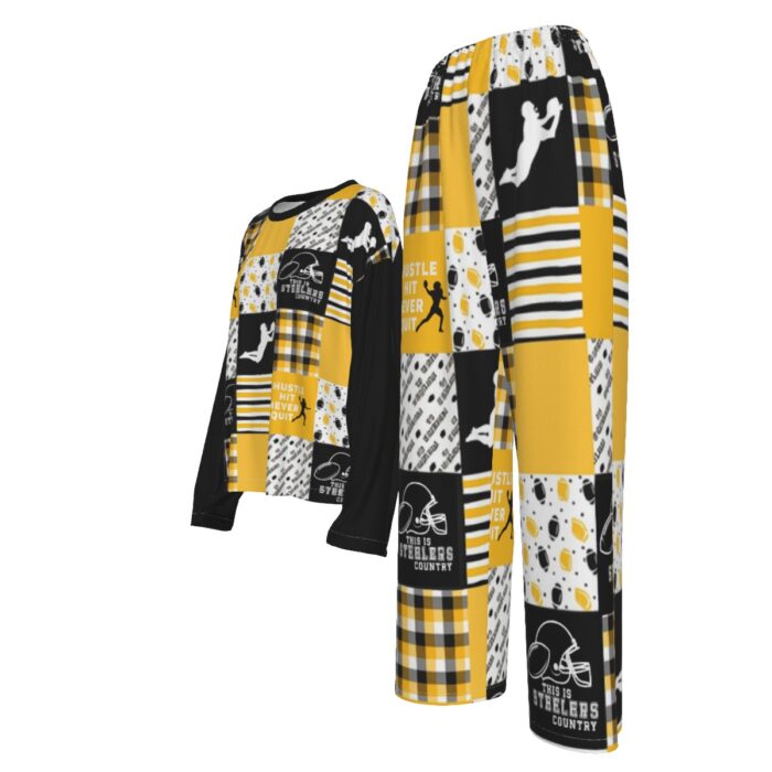 Pittsburgh Steelers All-Over Print Women's Casual Long-Sleeves Trouser Suit - Image 3
