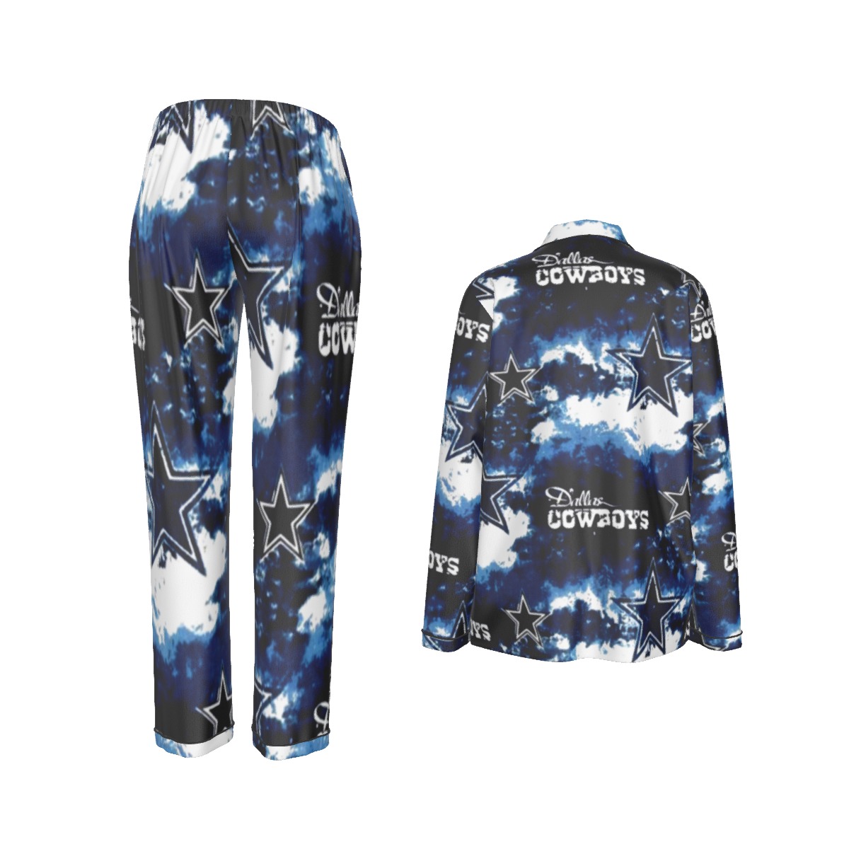 Dallas Cowboys Zubaz All-Over Print Women's Long Sleeve Pajama Set With Black Contrast Piping - Image 2