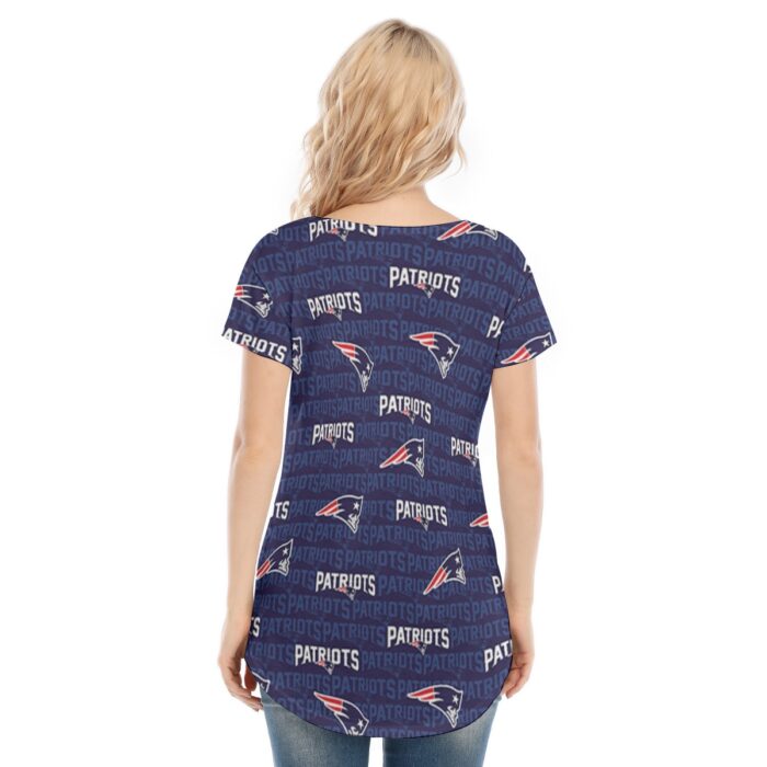 New England Patriots Zubaz All-Over Print Women's V-neck Short Sleeve T-shirt - Image 2