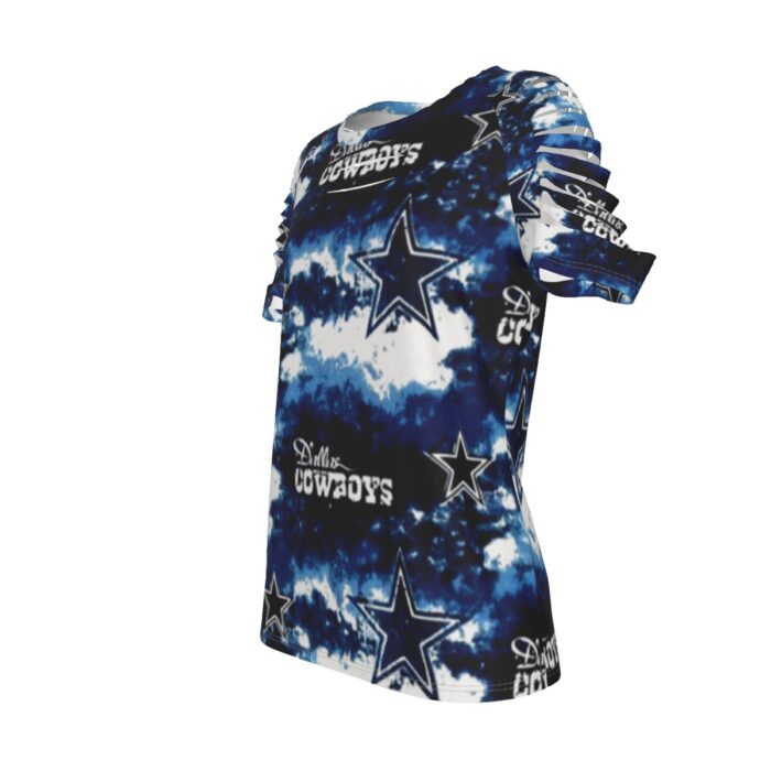 Dallas Cowboys Zubaz All-Over Print Women's Ripped T-Shirt - Image 2