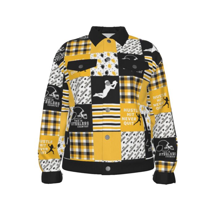 Pittsburgh Steelers Zubaz All-Over Print Unisex Lapel Jacket | 245GSM Cotton - Image 4