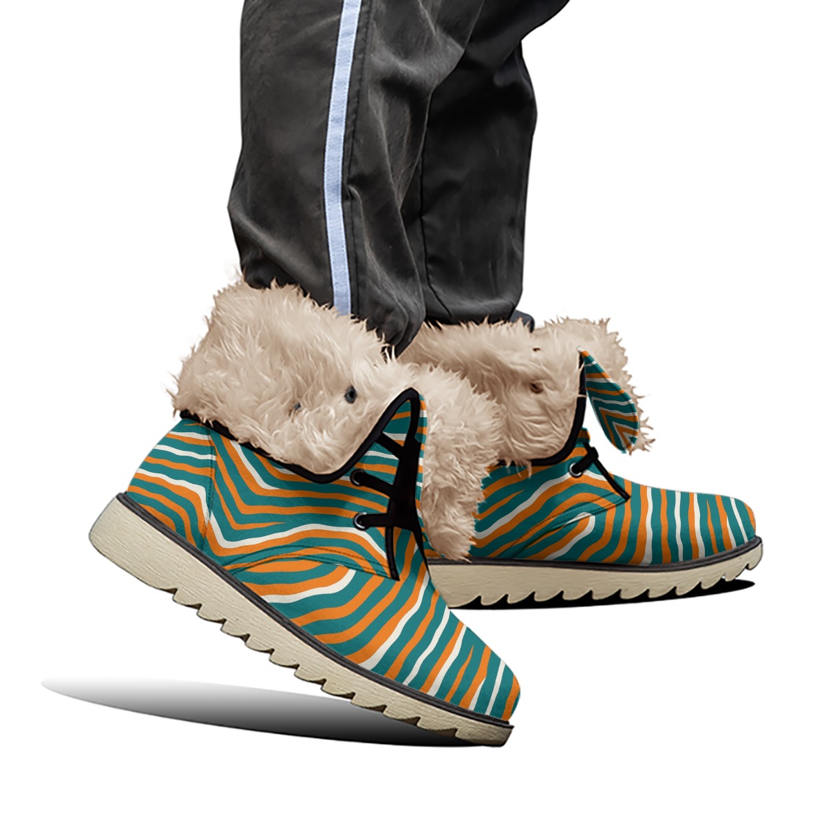 Miami Dolphins Zubaz All-Over Print Women's Plush Boots - Image 2