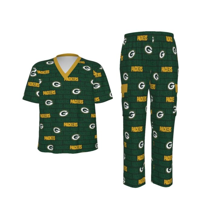 Green Bay Packers All-Over Print Unisex Scrub Set|Birdseye - Image 2