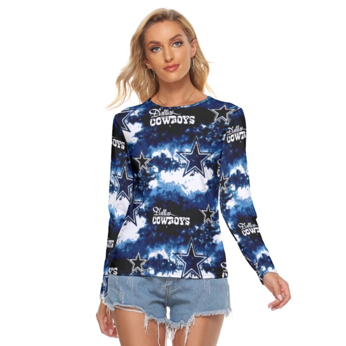 Dallas Cowboys Zubaz All Over Print Women's Stretchable long Sleeve Top - Image 3