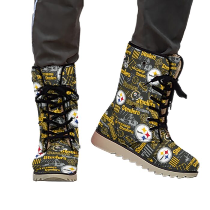Pittsburgh Steelers Zubaz All-Over Print Women's Plush Boots - Image 1