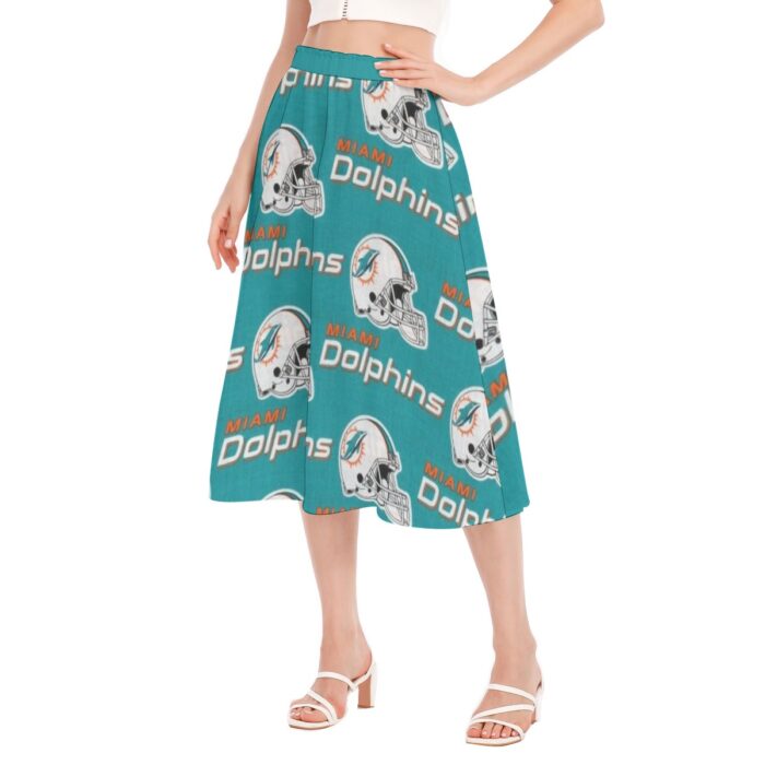 Miami Dolphins Zubaz All-Over Print Women's Long Section Chiffon Skirt - Image 3