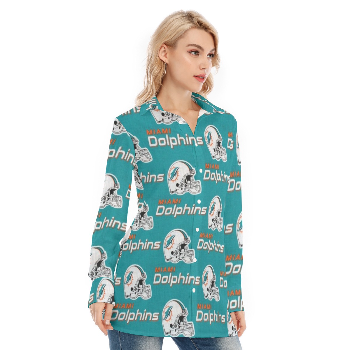 Miami Dolphins Zubaz All-Over Print Women's Long Shirt - Image 4