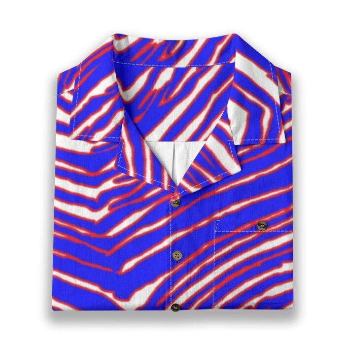 Buffalo Bills Zubaz All-Over Print Men's Casual Hawaiian Short Sleeve Shirt | 125GSM Cotton - Image 1