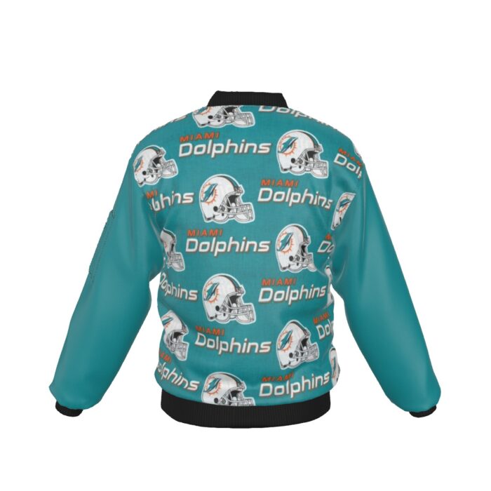 Miami Dolphins Zubaz All-Over Print Men's Bomber Jacket With Sleeve Pocket - Image 4