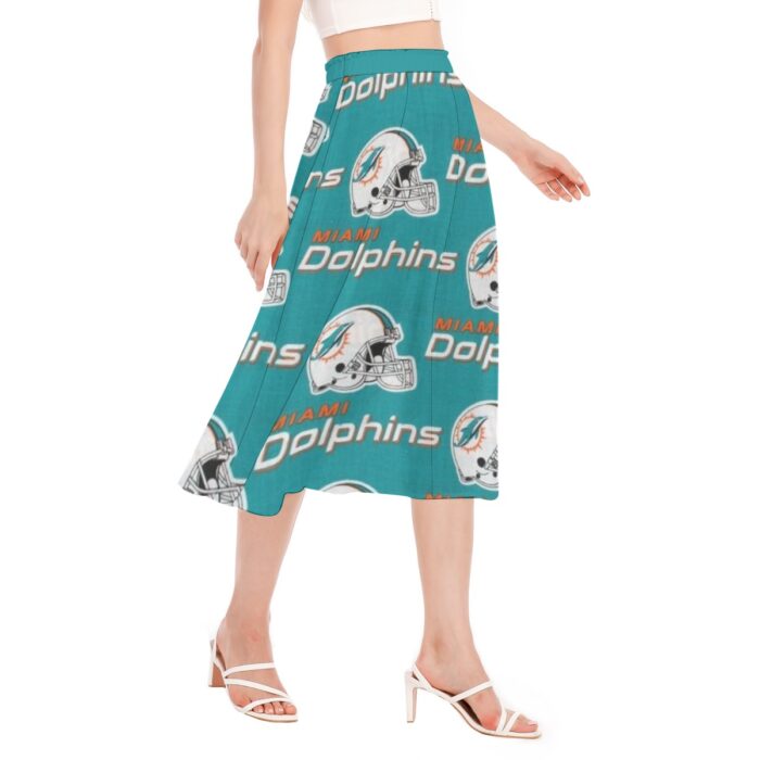 Miami Dolphins Zubaz All-Over Print Women's Long Section Chiffon Skirt - Image 2